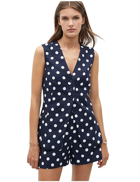 Seed Heritage Linen Spot Vest | David Jones | David Jones (Australia & New Zealand)