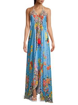 Halterneck Mixed-Print Cover-Up Dress | Saks Fifth Avenue OFF 5TH