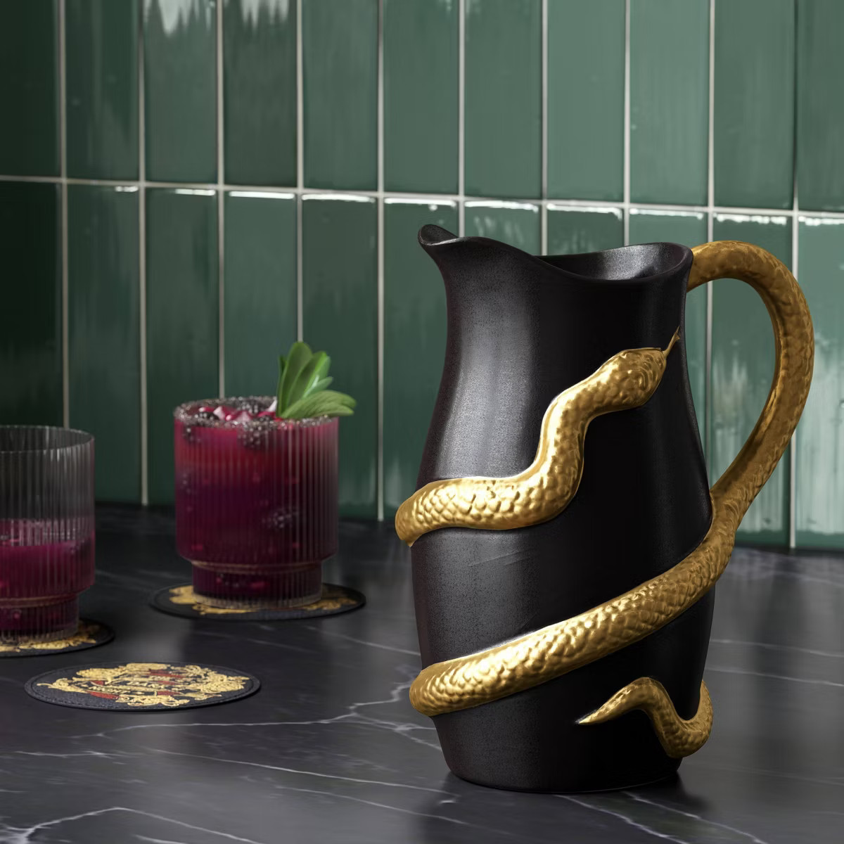 1656ml Halloween Stoneware Beverage Pitcher Black - Threshold™ | Target