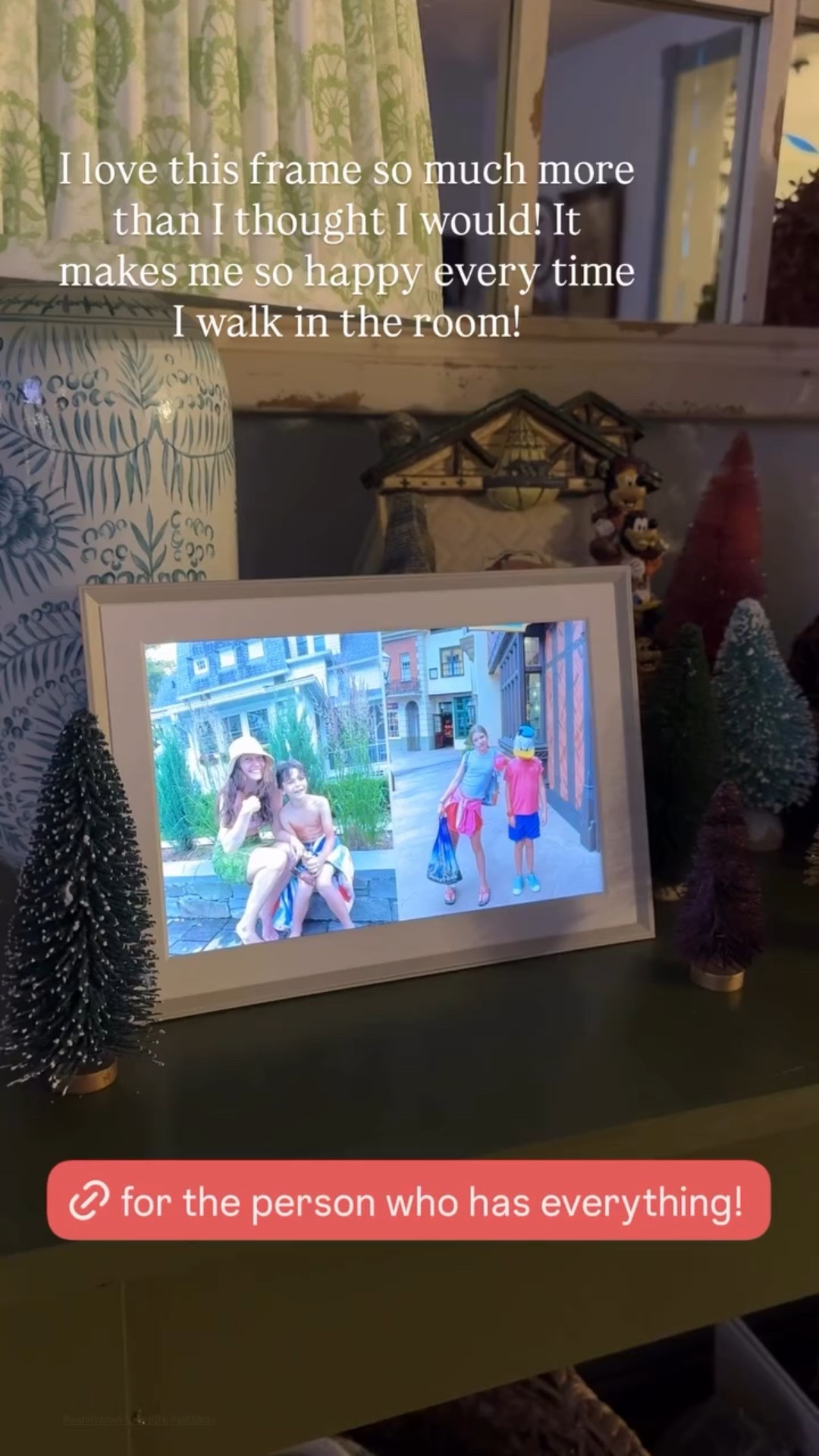I love this frame so much more than I thought I would! It makes me so happy every time I walk in the room! You can upload an unlimited amount of photos & videos plus it plays your iPhone Live Photos & you can give access to others to upload photos (great for a parent of older children or grandparents!)!#giftideas 

#LTKGiftGuide #LTKHoliday #LTKHome