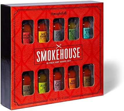Thoughtfully Gifts, Smokehouse Hot Sauce Gift Set, Flavors Include Bacon Cayenne, Garlic Herb, Apple | Amazon (US)