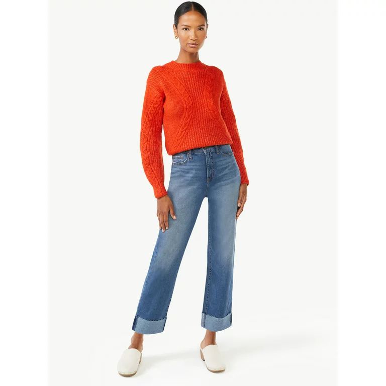 Scoop Women's Textured Cable Knit Sweater | Walmart (US)