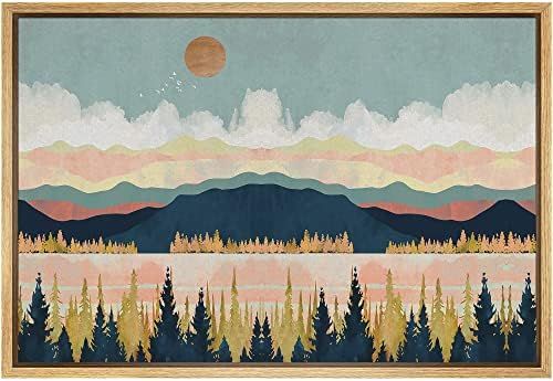 SIGNFORD Framed Canvas Print Wall Art Woodland Nursery Decor Mountain, Forest & Lake Abstract Wil... | Amazon (US)