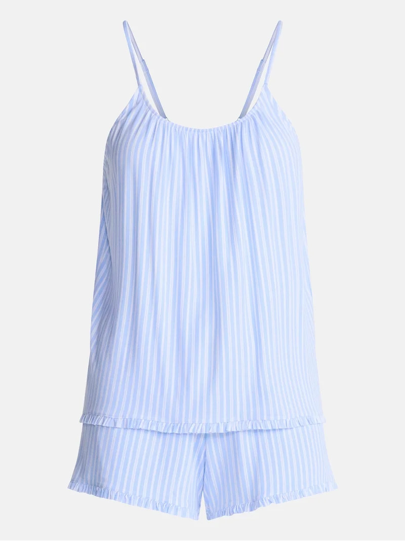 Joyspun Women’s Modal-Blend Ruffle Trim Cami and Shorts Sleepwear Set, 2-Piece, Sizes XS-3X | Walmart (US)