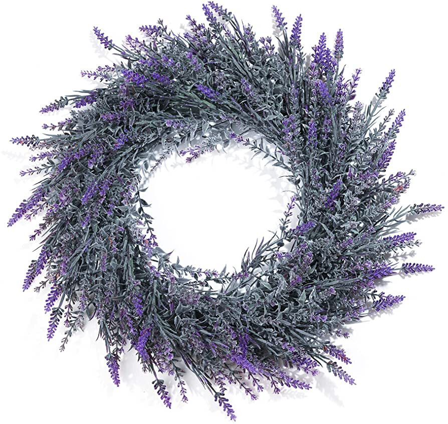 DDHS Lavender Wreath for Front Door, 18" Artificial Farmhouse Wreaths for Wall Window Party Weddi... | Amazon (US)
