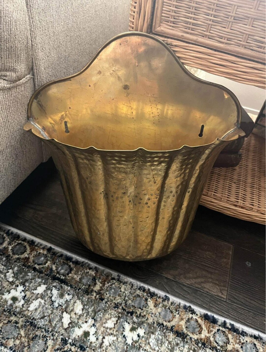 Vintage Brass Wall Pocket Sconce LARGE 16 5/8 Hammered Scalloped - Etsy | Etsy (US)