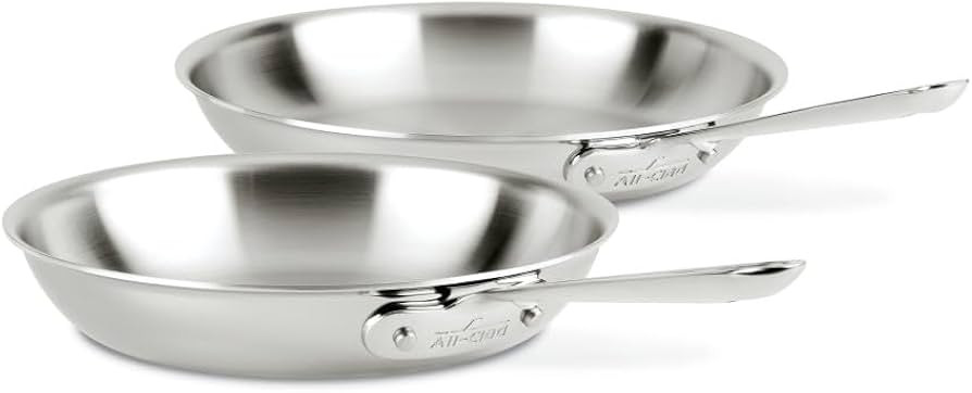 All-Clad D3 3-Ply Stainless Steel Fry Pan Set 2 Piece, 8, 10, Inch Induction Oven Broiler Safe 60... | Amazon (US)