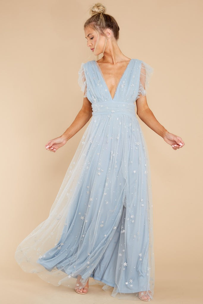 Stargazing Sparkle Powder Blue Maxi Dress | Red Dress 