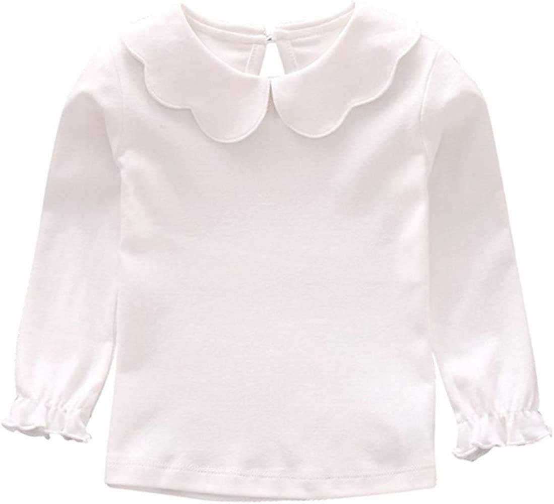 Baby Girl Kids Blouses Long Sleeves Solid Color Doll Collar T-Shirt Top Bottom | Amazon (US)
