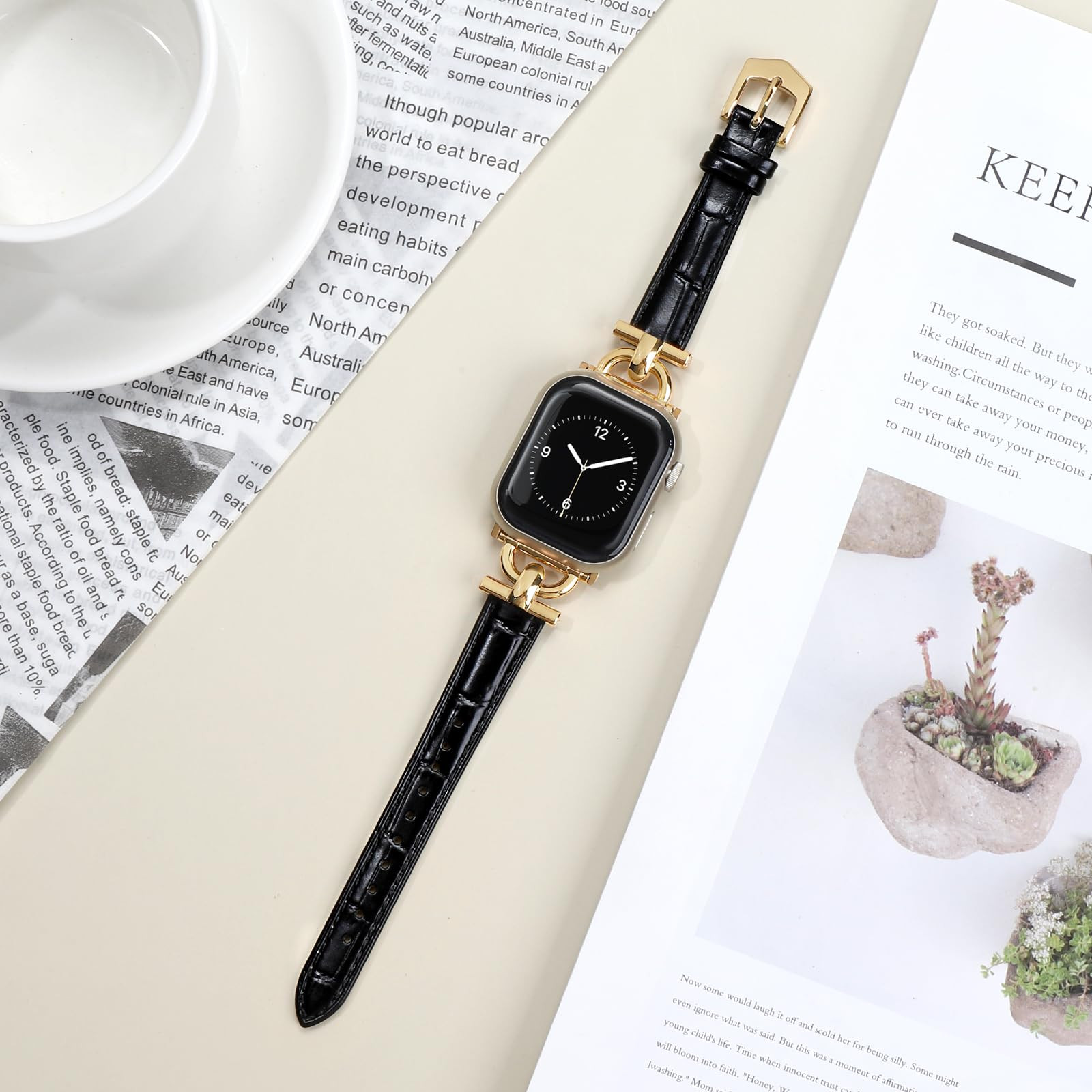 Leather Band Compatible with Apple Watch Bands for Women, Dressy Fancy Strap for iWatch Series 10... | Amazon (US)