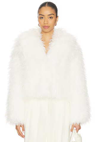 Hudson Jeans Mongauxlian Cropped Coat in Natural from Revolve.com | Revolve Clothing (Global)