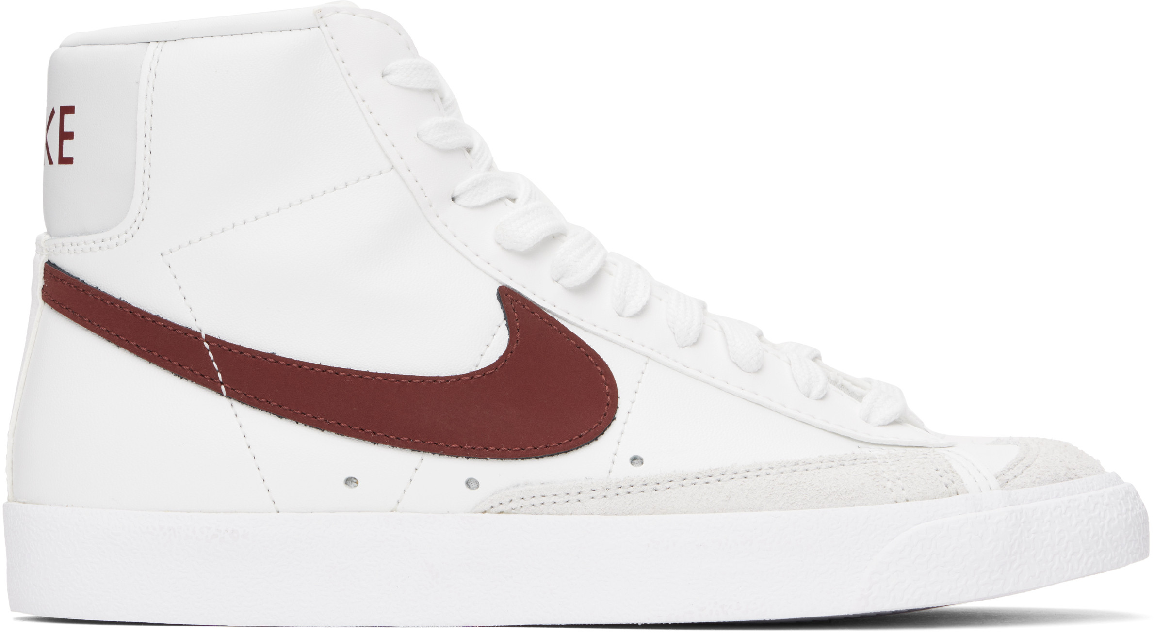 Nike White & Burgundy Blazer Mid '77 Vintage Sneakers | SSENSE