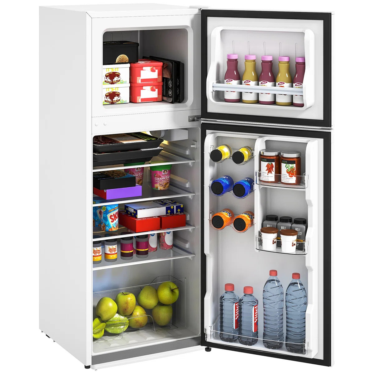 4 Cu.Ft Mini Fridge with Freezer, Double Door Compact Refrigerator with Adjustable Thermostat, Sh... | Wayfair North America