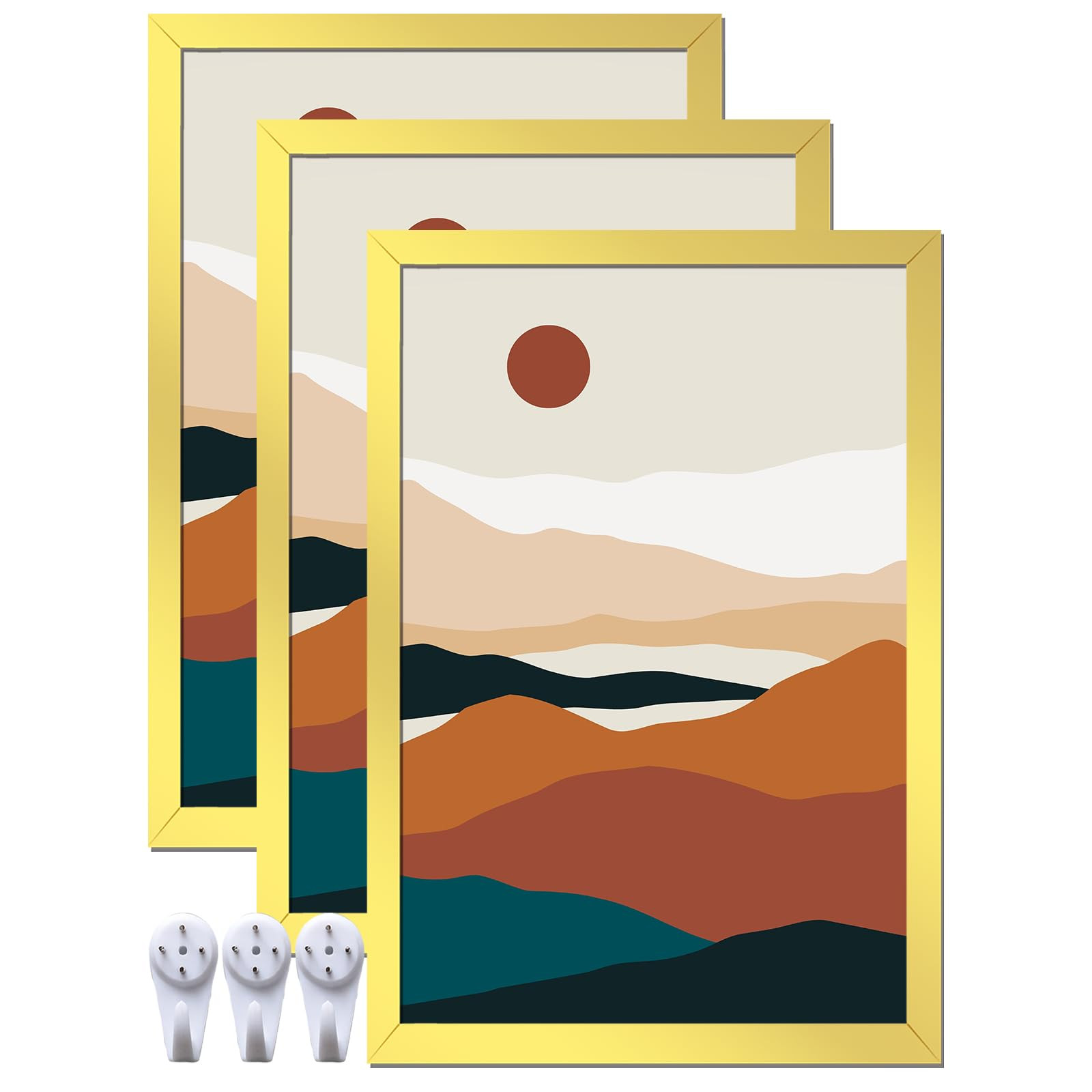 Gold 8x12 Picture Frame Set of 3, High Transparent Frame for 8 By 12 Photo Collage Canvas Poster ... | Amazon (US)