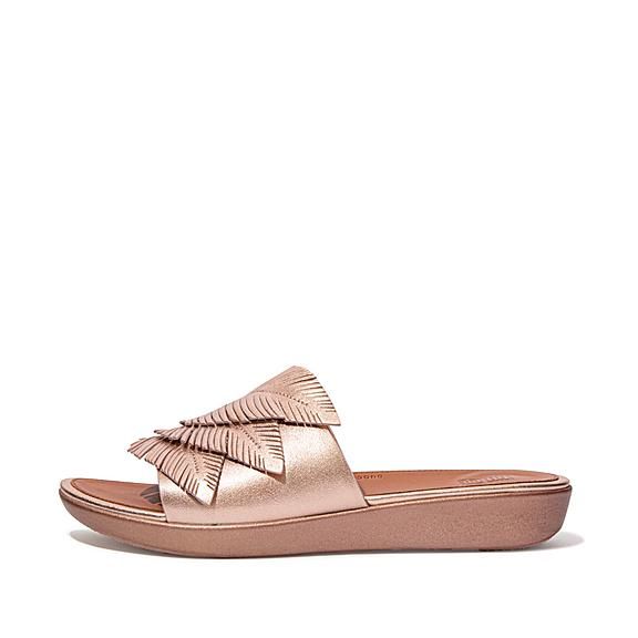Feather Metallic-Leather Slides | FitFlop (US)