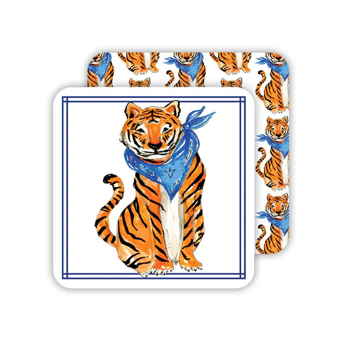 Orange & Blue Tiger Paper Coasters | Rosanne Beck Collections