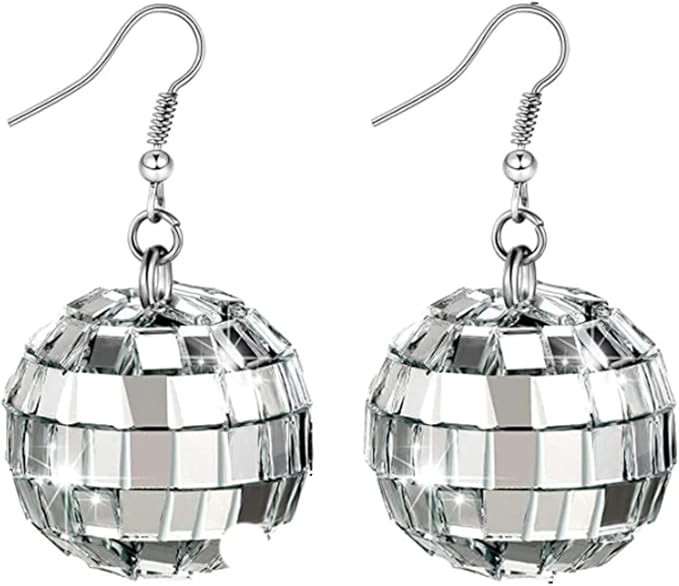 Disco Ball Earrings, Dangle Retro Style for Women | Amazon (UK)