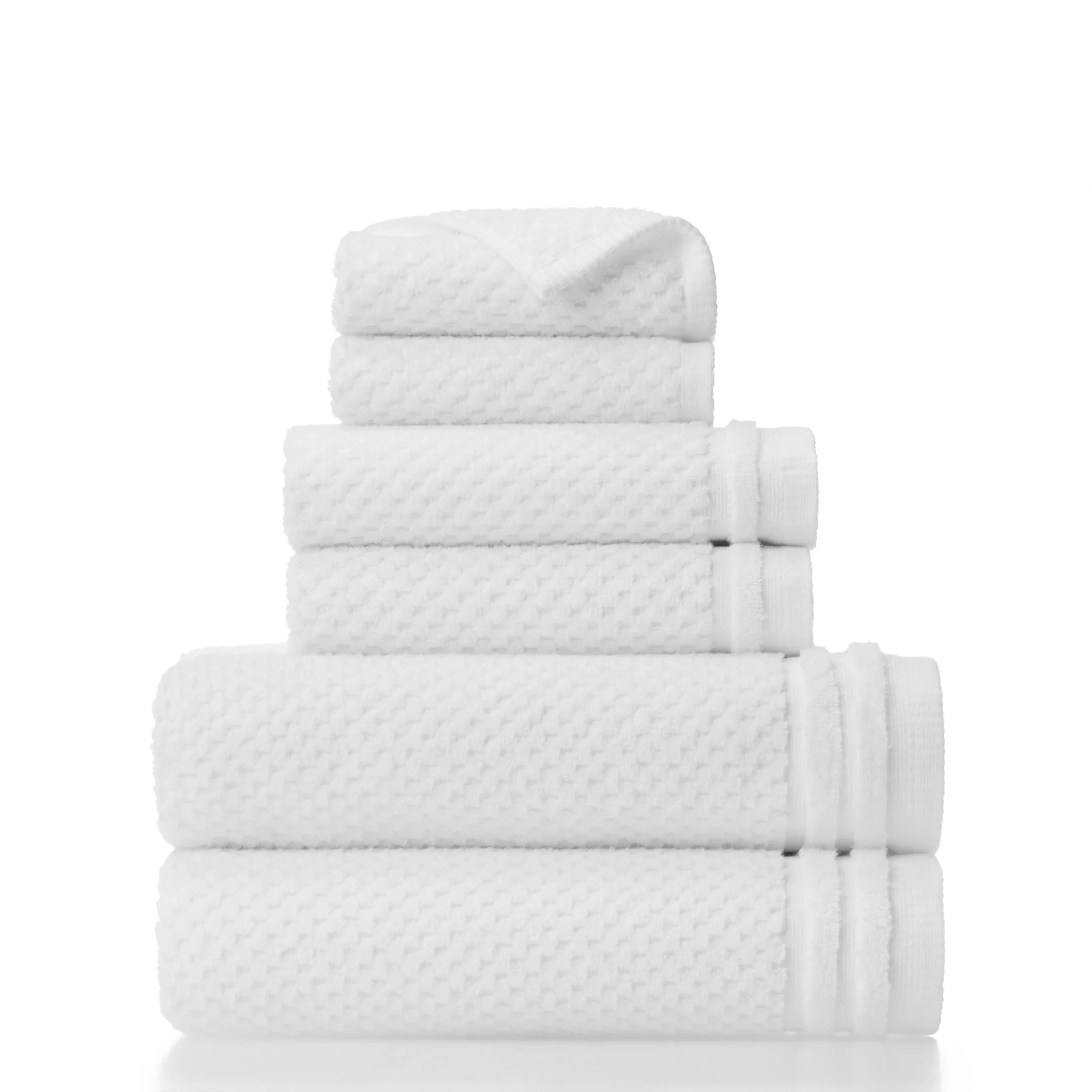 Gap Home Sculpted 6 Piece Organic Cotton Bath Towel Set, White | Walmart (US)