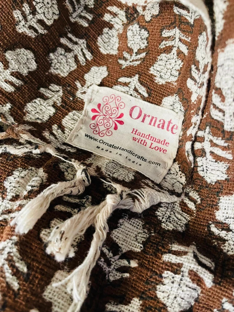 Brown Floral Throw Blanket, Spring Decor Couch Throw, Earthy Bedroom Throws, Sofa Cover, Cotton T... | Etsy (US)