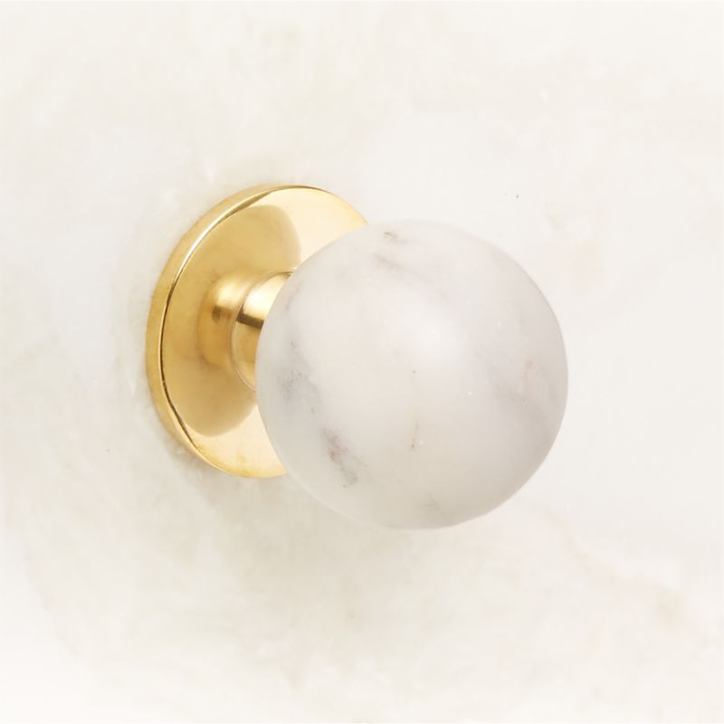 Avery Unlacquered Brass and Carrara Marble Knob 1.25'' + Reviews | CB2 | CB2