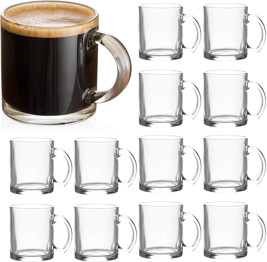 QAPPDA Glass Mugs 12 oz, Clear Coffee Mugs With Handle 350ml,Tea Mugs Water Beer Glasses With Han... | Amazon (US)
