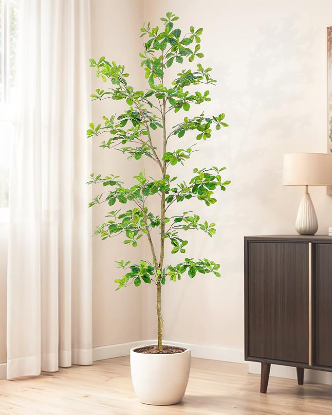 Faux Black Olive Tree 7ft, Tall Faux Trees Indoor with Natural Trunk and Realistic Leaves. 7 Feet... | Amazon (US)