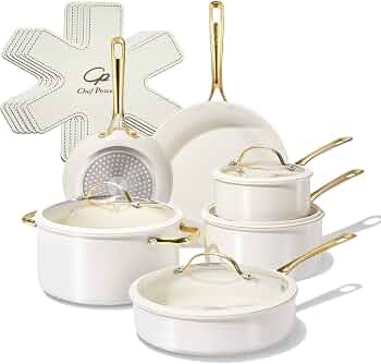 Chef Power Ceramic Cookware Sets, 15Pcs Pots and Pans Set Non Stick, Cookware Set with Stainless ... | Amazon (US)