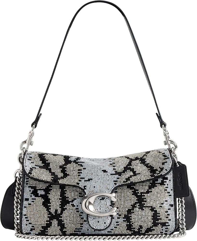 COACH Women's Beaded Snake Tabby Shoulder Bag, LH/Black, One Size | Amazon (US)