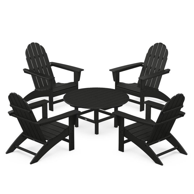 POLYWOOD Vineyard 5 Pc Recycled Plastic Adirondack Seating Set in Black by - PWS703-1-BL | BBQ Guys