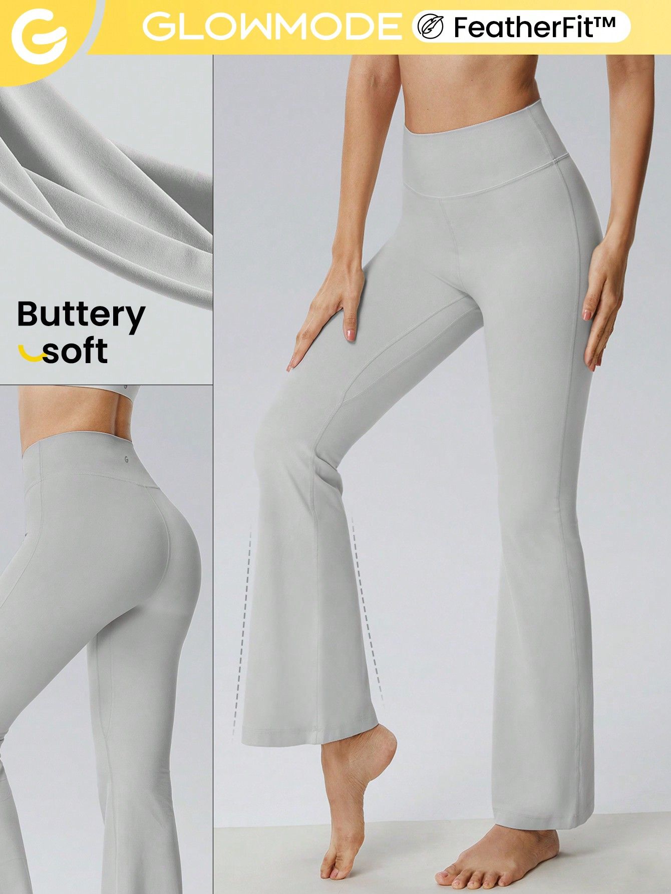 GLOWMODE 31" FeatherFit™ Yoga Flare Leggings Buttery-Soft Tummy Control Fitness Bootleg Pants | SHEIN