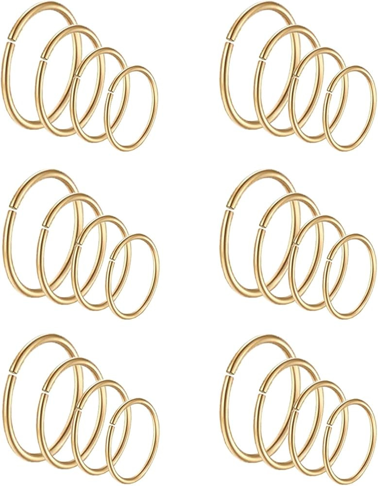 24Pcs 20G 316L Stainless Steel Nose Rings Hoop Tragus Cartilage Helix Piercing Lip Septum Ring 6-... | Amazon (US)