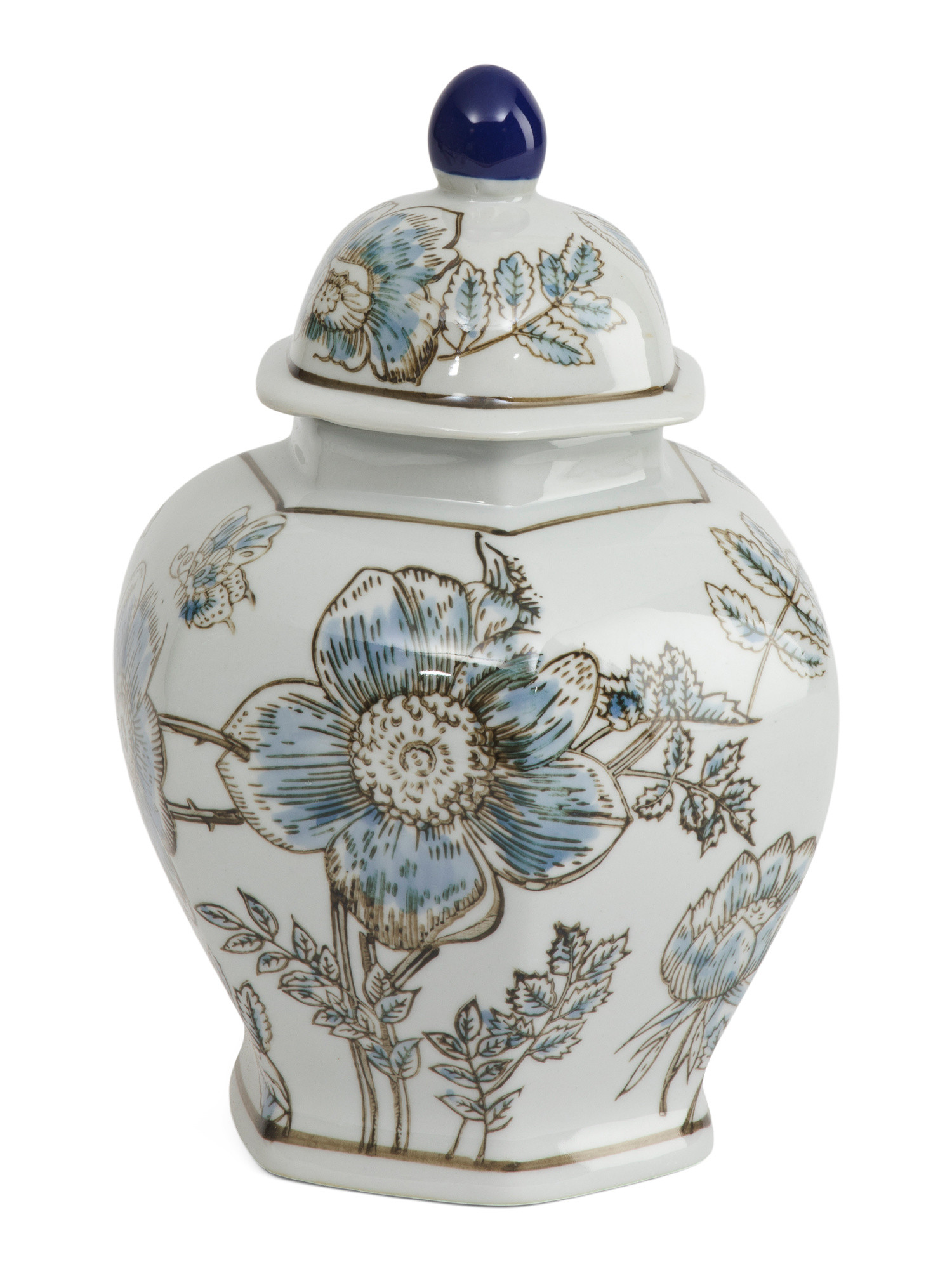 7x10 Neutral Floral Ceramic Temple Jar With Lid | TJ Maxx