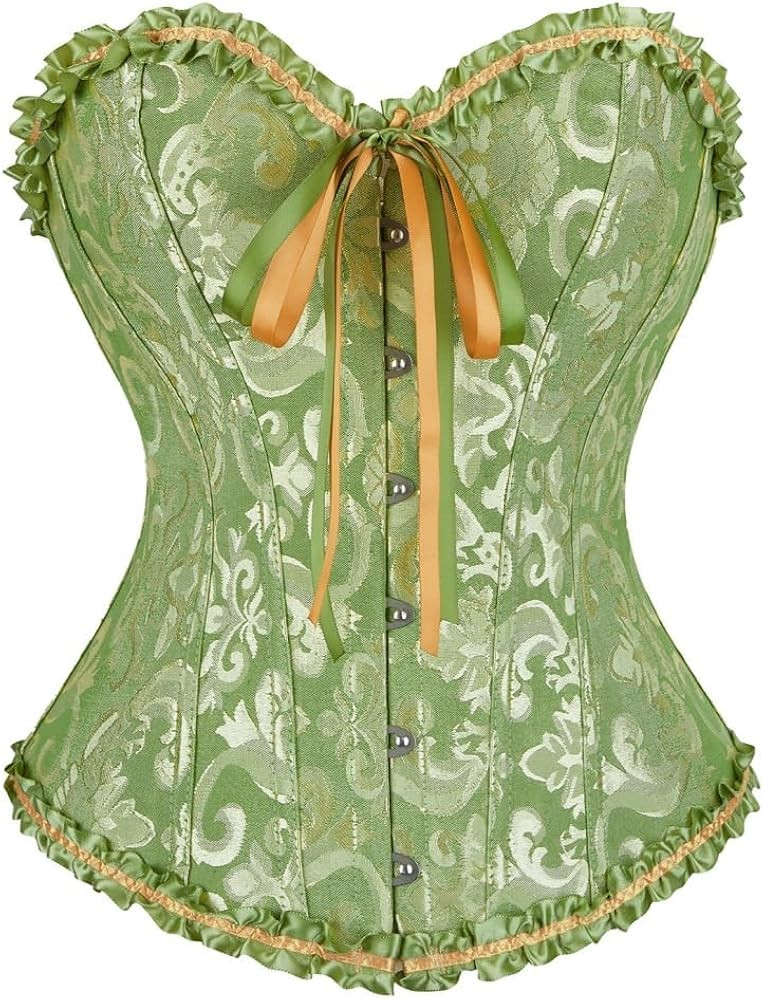 frawirshau Women's Lace Up Boned Overbust Corset Bustier Lingerie Bodyshaper Top | Amazon (US)