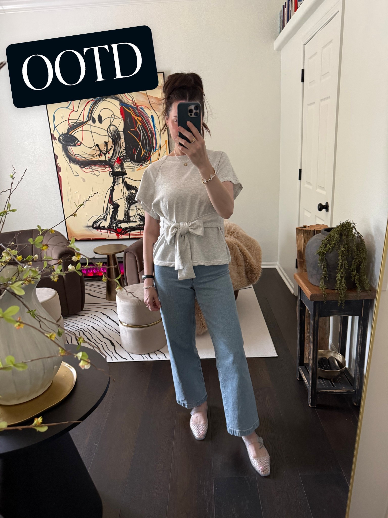 This Amazon top is incredible quality and so comfy!!!  Wearing a small in top and my true size 25 in jeans. Jeans have no stretch. For reference, I am 5’4.  I love how these jelly Mary Jane flats finish out this look!

#LTKPetite #LTKootd