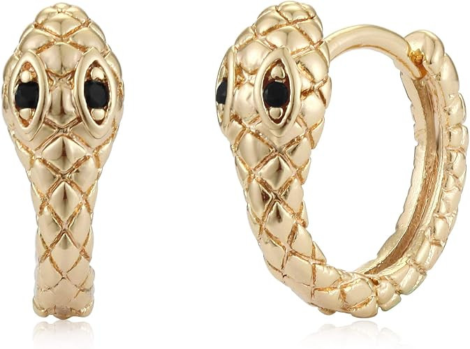 Mevecco Gold Snake Huggie Hoop Earrings for Women 14K Gold Plated Snake Dangle Earring Dangle Hoo... | Amazon (US)