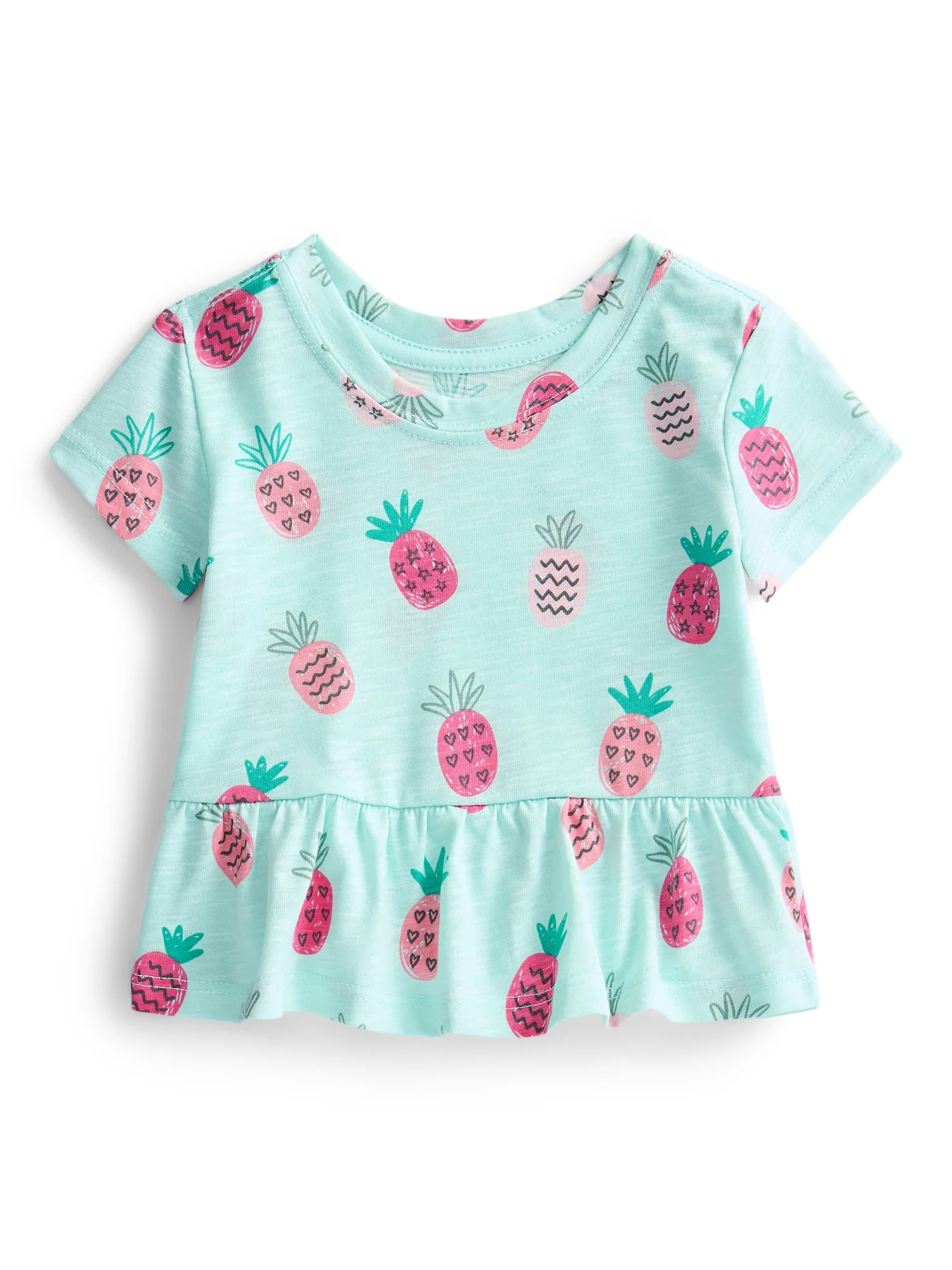 Wonder Nation Baby Girls Peplum Tee, Sizes 0M-24M | Walmart (US)