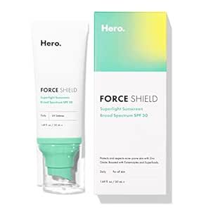 Amazon.com: Force Shield Superlight Sunscreen SPF 30 from Hero Cosmetics - Everyday SPF 30 for Ac... | Amazon (US)