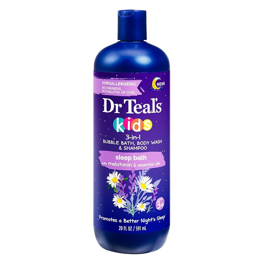 Dr Teal`s Kids 3-in-1 Bubble Bath, Body Wash & Shampoo Sleep Bath (1) 20 Fluid Ounce Bottle | Amazon (US)