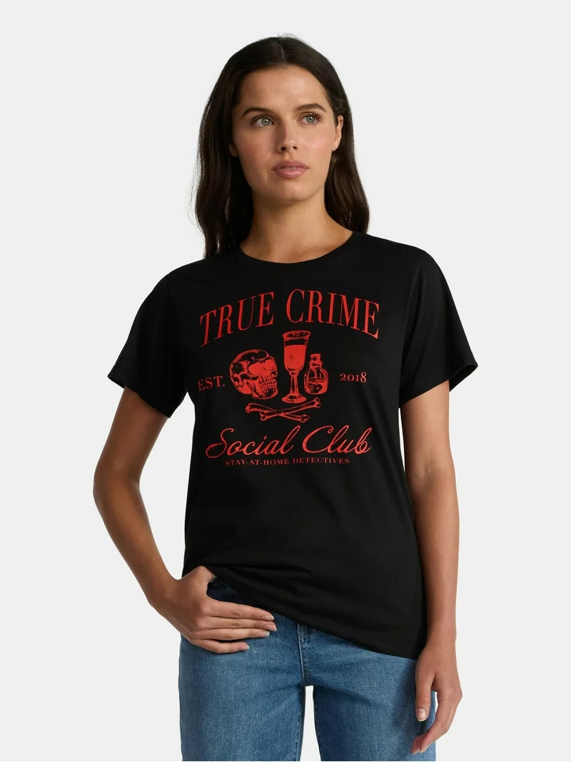 Halloween Women's True Crime Graphic Tee from Way to Celebrate, Sizes S-XXXL - Walmart.com | Walmart (US)