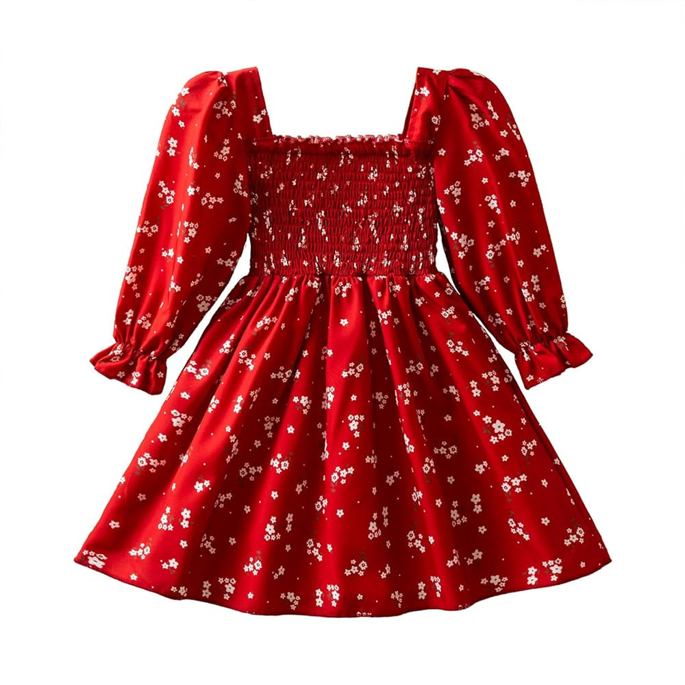 NNJXD Little Girl Floral Dress Princess Girls Casaul Printed A-line Sundress | Amazon (US)