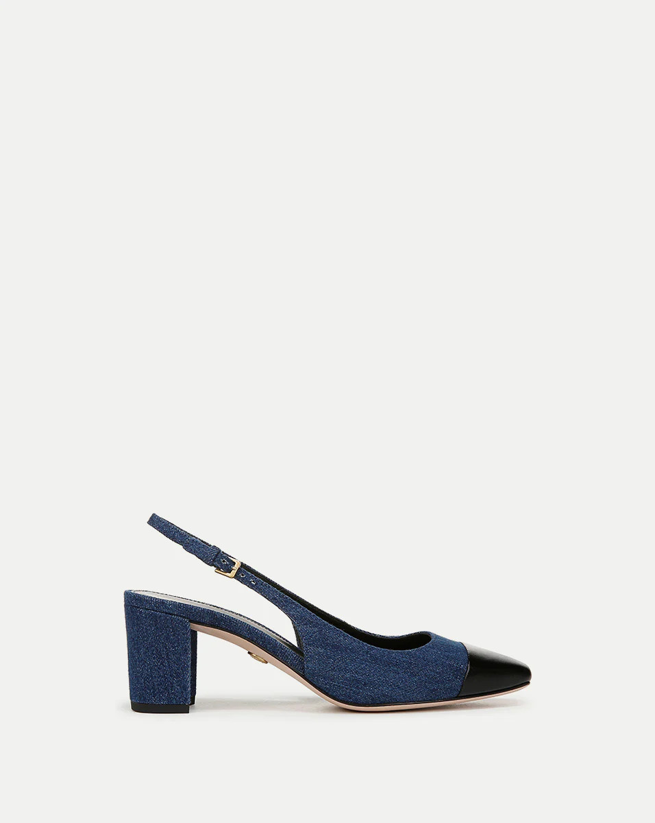 Cecile Denim Cap-Toe Slingback Pump | Veronica Beard