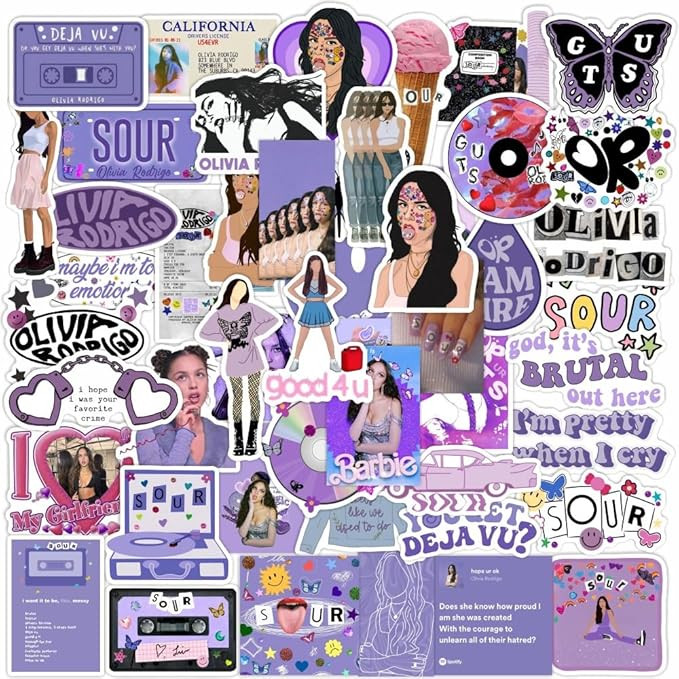 50 pcs, Olivia Music Sticker, Female Pop Singer, Lyrics, Waterproof Vinyl Sticker. Rodrigo. Conce... | Amazon (US)