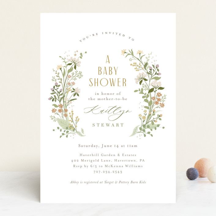 "Summer Wildflowers" - Customizable Baby Shower Invitations in Pink by Jennifer Wick. | Minted