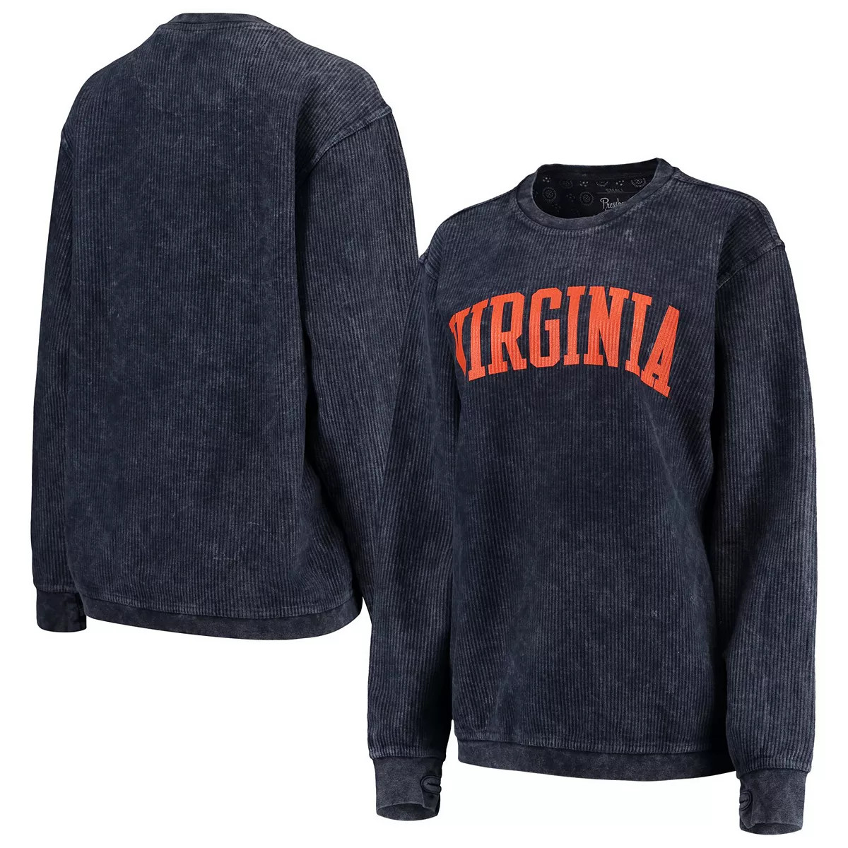 Women's Pressbox Navy Virginia Cavaliers Comfy Cord Vintage Wash Basic Arch Pullover Sweatshirt | Kohl's