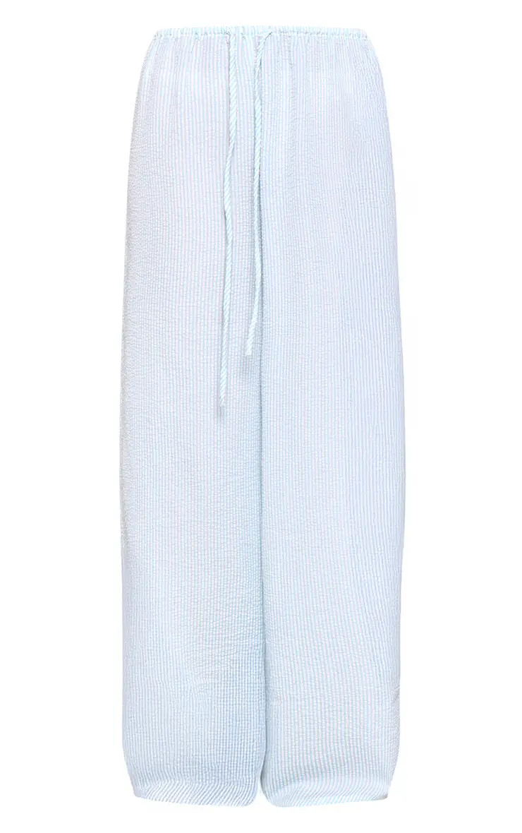 Blue Pinstripe Elasticated Trousers Co-ord | PrettyLittleThing UK