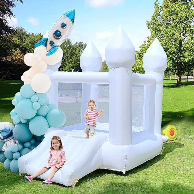 White Bounce House Indoor Outdoor Bouncy Castle for Kids Ages 3-8 Oxford Toddler Bounce House wit... | Amazon (US)