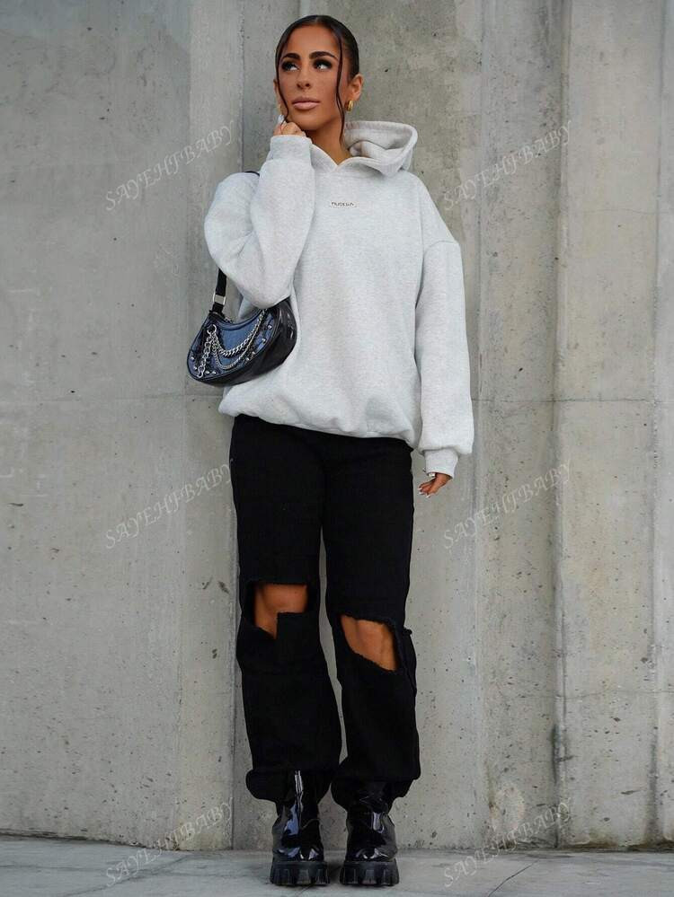 SAYEHFBABY High Waist Cut Out Straight Leg Jeans | SHEIN