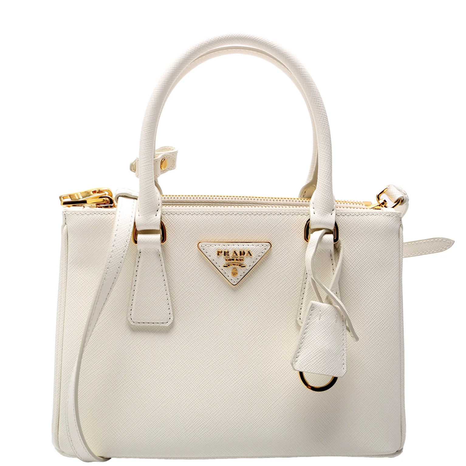1BA896 Saffiano Lux Small Galleria White | Keeks Designer Handbags