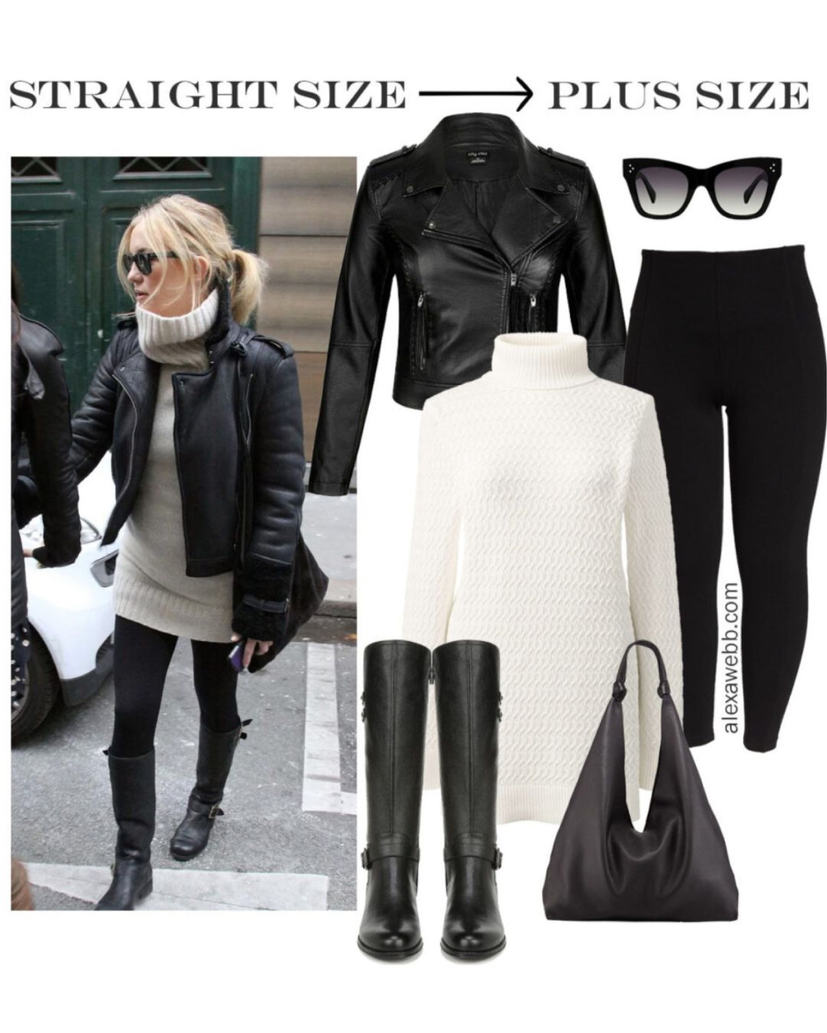 Plus Size Faux Leather Leggings Winter Outfits - Alexa Webb