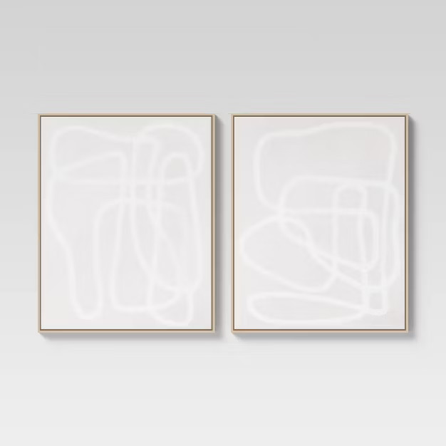 (Set of 2) 24" x 30" Line Drawing Wall Canvases Gray/White - Threshold™ | Target